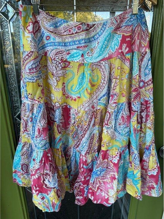 Lauren Ralph Lauren Dresses & Skirts - Women’s large tiered preppy boho linen midi skirt Ralph Lauren paisley